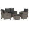 vidaXL 6-delige Loungeset met kussens poly rattan grijs