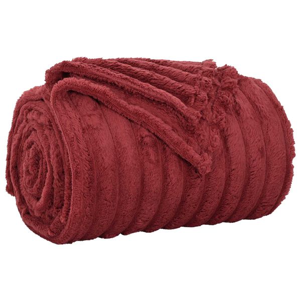 vidaXL Gooi Deken Bordeaux Rood 240 x 220 cm Fleece