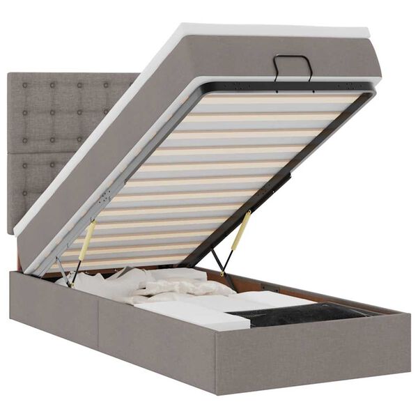 vidaXL Bed poef met matras en LED's 90x200 cm stof taupe