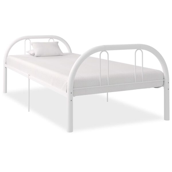 vidaXL Bedframe metaal wit 90x200 cm