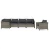 vidaXL 6-delige Loungeset met kussens poly rattan grijs