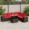 vidaXL 7-delige Loungeset met kussens poly rattan acacia bruin