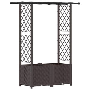 vidaXL Verhoogd Bed met Trellis en Dak Bruin 124,5 x 40 x 136 cm PP