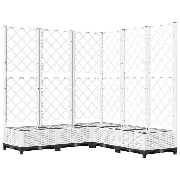 vidaXL Plantenbak met latwerk 120x120x121,5 cm polypropeen wit
