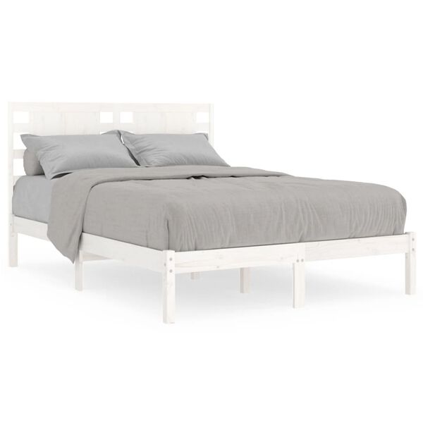 vidaXL Bedframe massief hout wit 120x190 cm