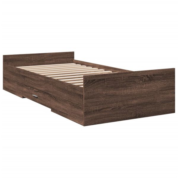 vidaXL Bedframe met lades bewerkt hout bruin eikenkleur 100x200 cm