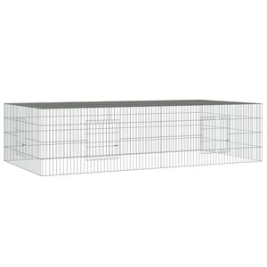 vidaXL Konijnenkooi met 2 panelen 220x110x55 cm gegalvaniseerd ijzer