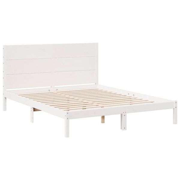 vidaXL Bedframe extra lang zonder matras massief hout wit 160x220 cm