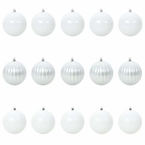 vidaXL Kerstbal Set XL 15 st Wit &Oslash; 10 cm Kunststof