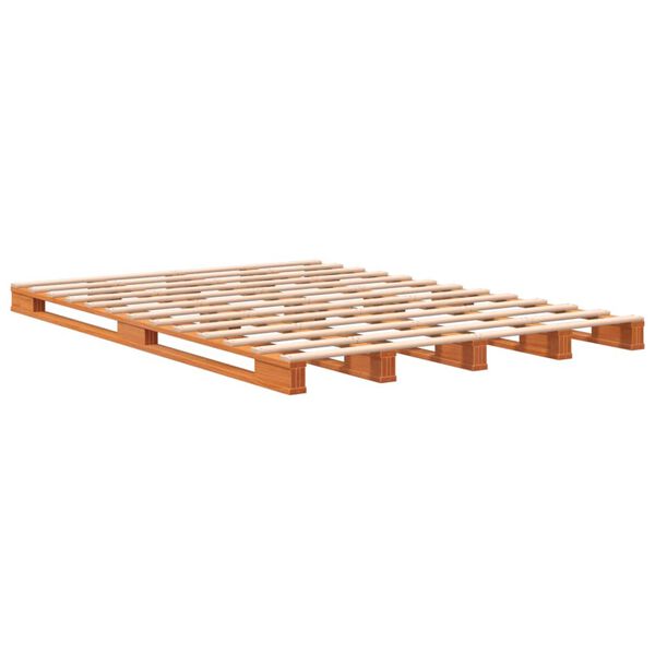 vidaXL Palletbed massief grenenhout wasbruin 140x200 cm