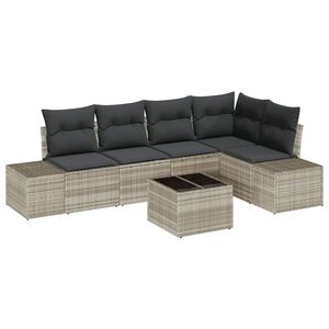 vidaXL Tuinbankenset met opslag Lichtgrijs poly rattan