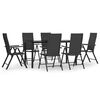 vidaXL 7-delige Tuinset poly rattan zwart