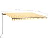 vidaXL Luifel automatisch met LED en windsensor 450x350 cm geel wit
