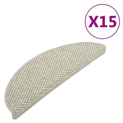 vidaXL Trapmatten zelfklevend 15 st sisal-look 56x17x3 cm grijs