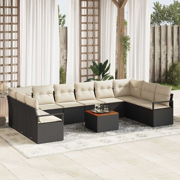 vidaXL Tuin Sofa Set 11 pcs Zwart en wit