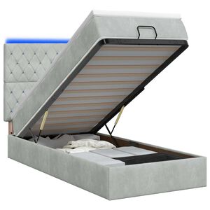 vidaXL Ottoman Bed met Matrassen en LED Lichtgrijs 80 x 200 cm fluweel
