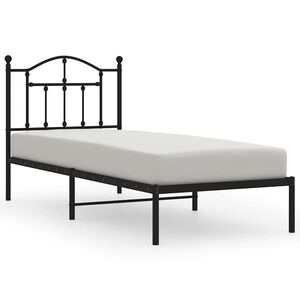 vidaXL Bedframe met hoofdbord metaal zwart 90x190 cm