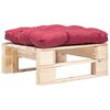 vidaXL Tuinpoef met rood kussen pallet hout naturel