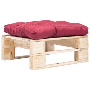 vidaXL Tuinpoef met rood kussen pallet hout naturel