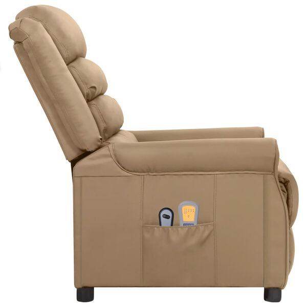 vidaXL Massagestoel elektrisch kunstleer cappuccinokleurig