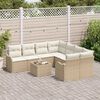 vidaXL Tuin Sofa Set 9 pcs Beige en Cr&egrave;me Poly Riet en Staal en Glas