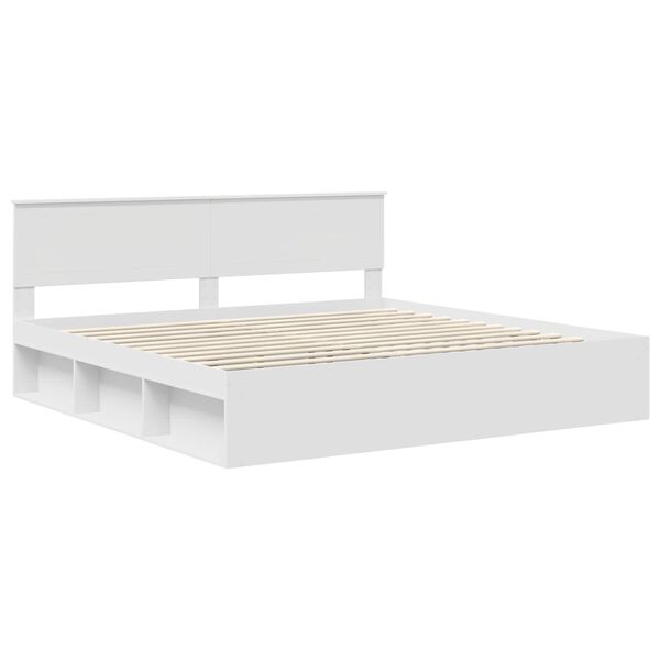 vidaXL Bedframe met hoofdeinde Wit 200 x 200 cm Massief grenenhout