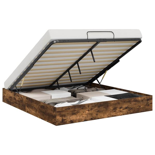vidaXL Ottoman Bedframe met opslag Gerookte Eik 203 x 160 x 25 cm