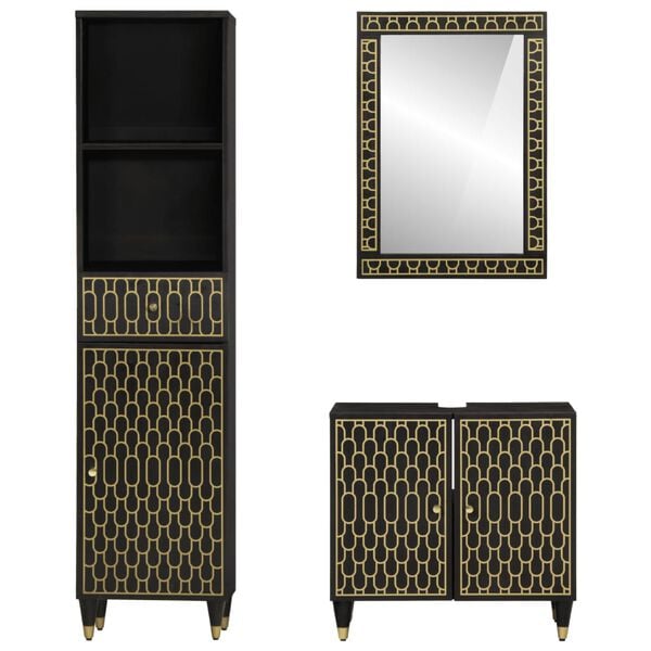 vidaXL 3-delige Badkamermeubelset massief mangohout