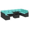 vidaXL Bankstel 11 st 10-Aantal zitplaatsen Zwart en Blauw poly rattan