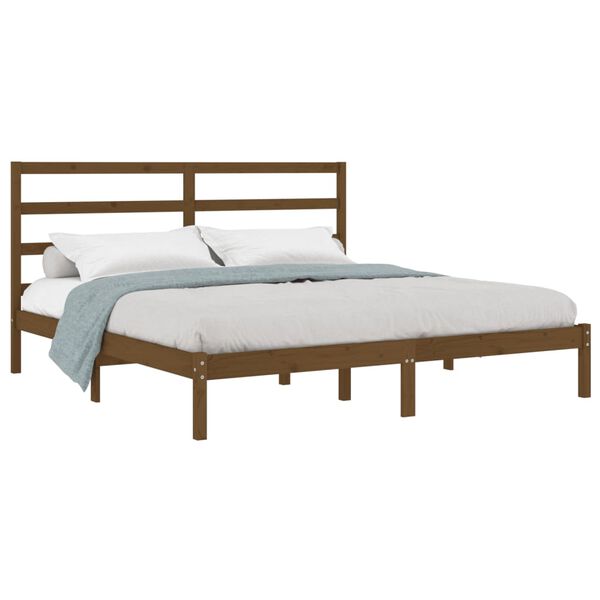 vidaXL Bedframe massief grenenhout honingbruin 200x200 cm
