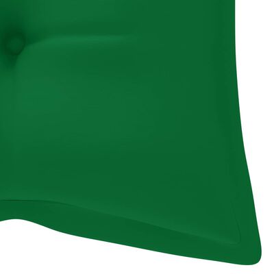 vidaXL Tuinbank met groen kussen 120 cm massief teakhout