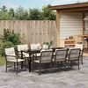 vidaXL Tuin eettafelset met kussen 9 pcs Bruin poly rattan