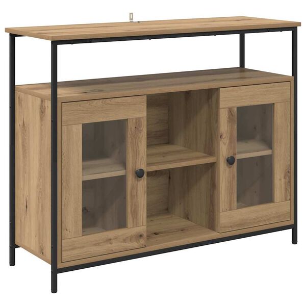 vidaXL Dressoir Artisan Eiken 100 x 35 x 80 cm Bewerkt hout