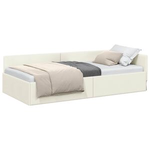 vidaXL Hoekbedframe Cr&egrave;me 80 cm x 200 cm Polyester en multiplex