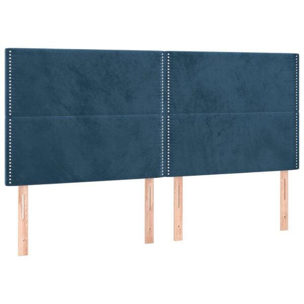 vidaXL Hoofdbord LED 180x5x118/128 cm fluweel donkerblauw