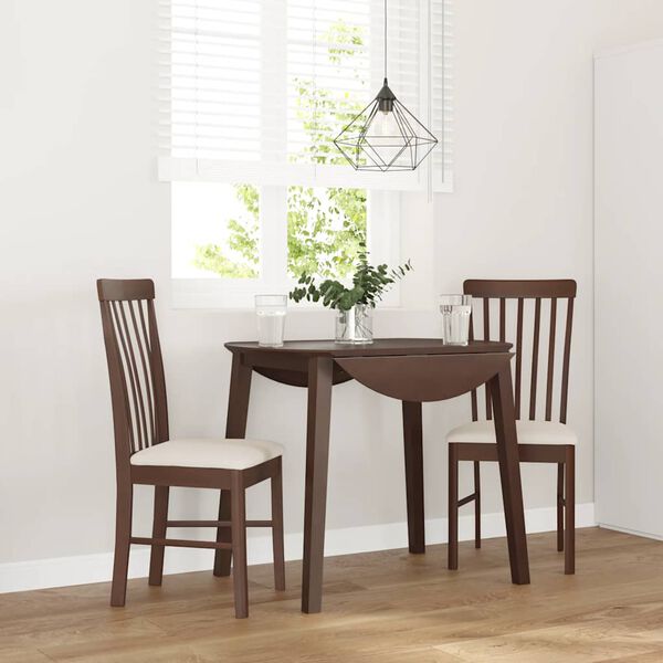 vidaXL Eetkamerstoelen met kussens 2 st massief hout rubber bruin