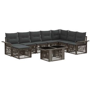 vidaXL Tuinbankenset 9 st Grijs en Donkergrijs poly rattan