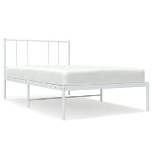 vidaXL Bedframe met hoofdbord zonder matras metaal wit 75x190 cm