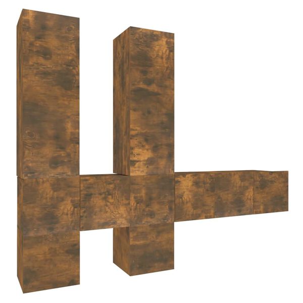 vidaXL 7-delige Tv-meubelset bewerkt hout gerookt eikenkleurig