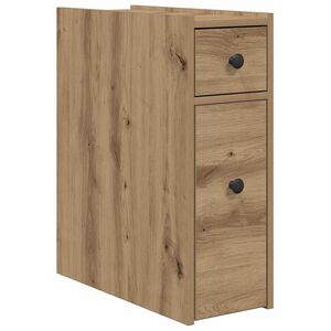 vidaXL Badkamerkast smal met wielen bewerkt hout artisanaal eikenkleur