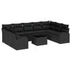 vidaXL Bankstel 10 st 9-zits Zwart poly rattan