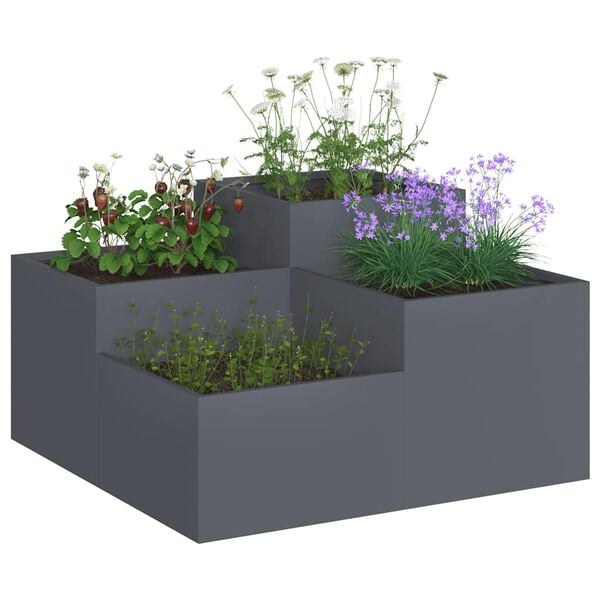 vidaXL Tuin Bloempot Antraciet 80 x 80 x 48 cm Staal