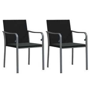 vidaXL Tuinstoelen 2 st met kussens 56x59x84 cm poly rattan zwart