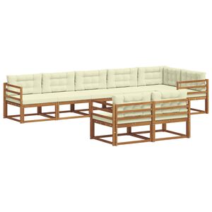 vidaXL Buiten bankenset met kussen 8 pcs Natuurlijk en Cr&egrave;me
