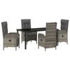 vidaXL Tuin eettafelset 5 st Grijs poly rattan