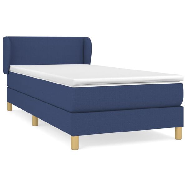 vidaXL Boxspring met matras stof blauw 90x190 cm