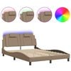 vidaXL Bedframe "Viana" met LED zonder matras cappuccino 120x200 cm