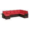 vidaXL 8-delige Loungeset met kussens poly rattan bruin