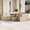 vidaXL 10-delige Loungeset met kussens poly rattan beige