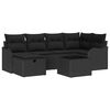 vidaXL Tuin Sofa Set met kussen met opslag 7 pcs Zwart Poly riet